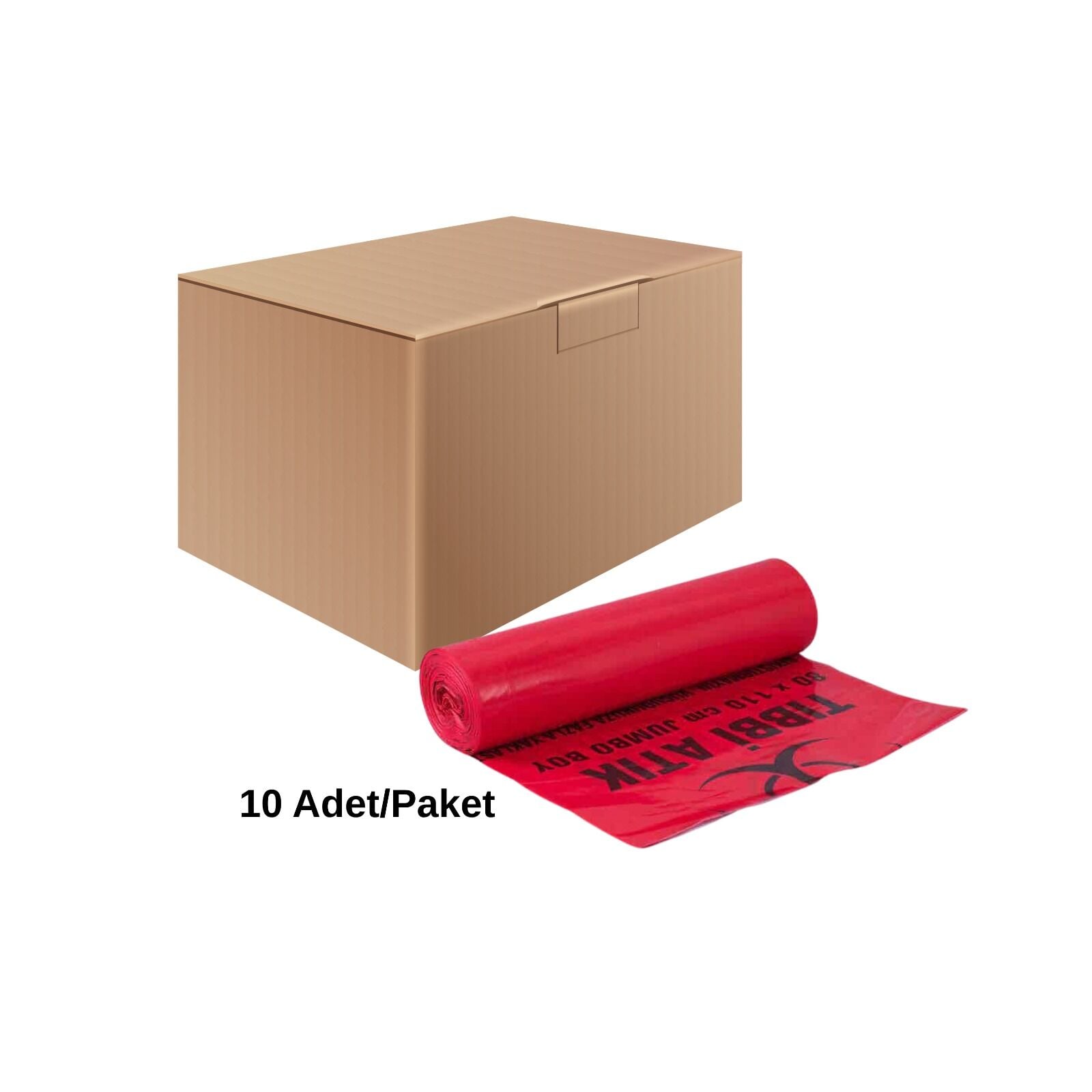 Tıbbi Atık Torbası 80x110 cm - Kırmızı Çöp Torbası 10 Rulo