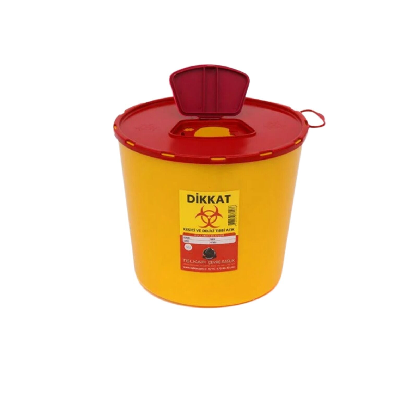 Tıbbi Atık Kovası 5 Lt - Yuvarlak Atık Toplama Kabı
