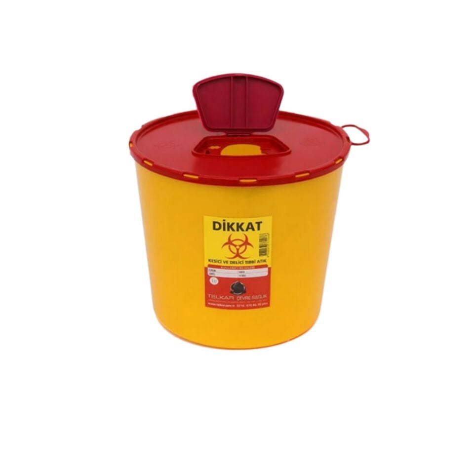 Tıbbi Atık Kovası 5 Lt - Yuvarlak Atık Toplama Kabı