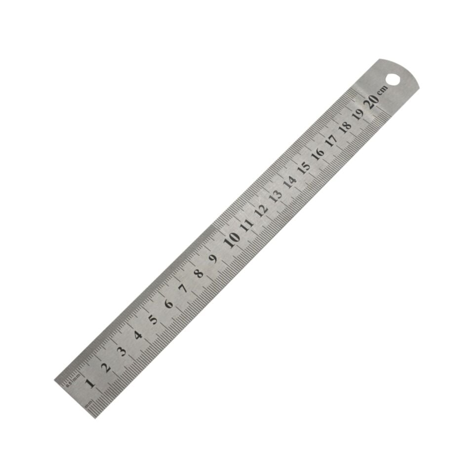 Metal Cetvel 20 cm Paslanmaz Çelik Çift Taraflı