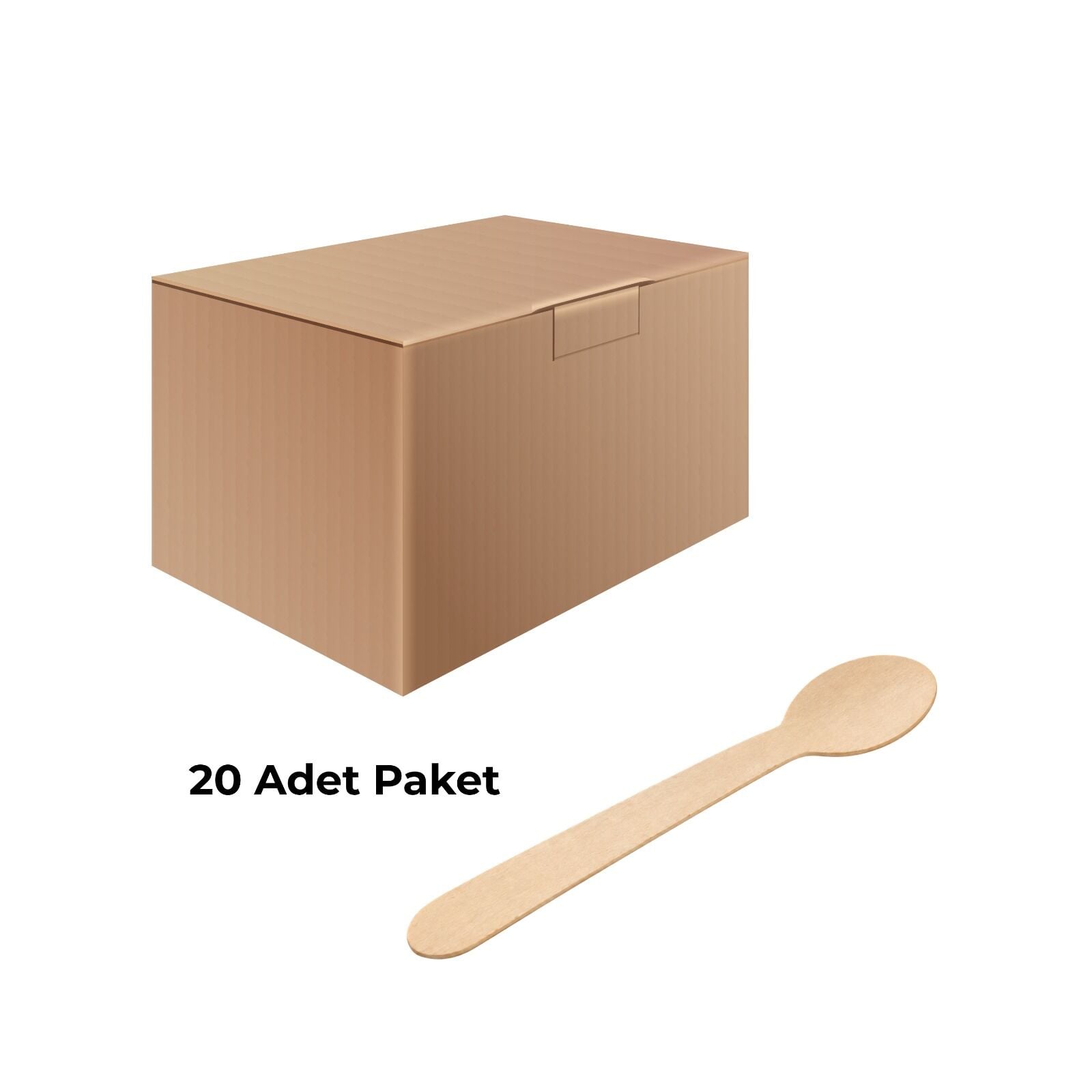 Ahşap Kaşık 16 cm 20 Adet - Tek Kullanımlık Laboratuvar Kaşığı