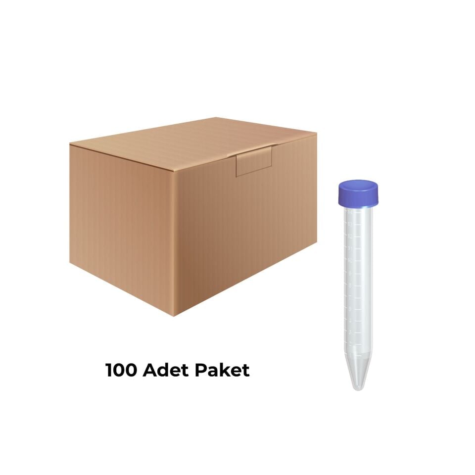 15 ml Santrifüj Test Tüpü 100 Adet – Dibi Konik Falkon Tüpü