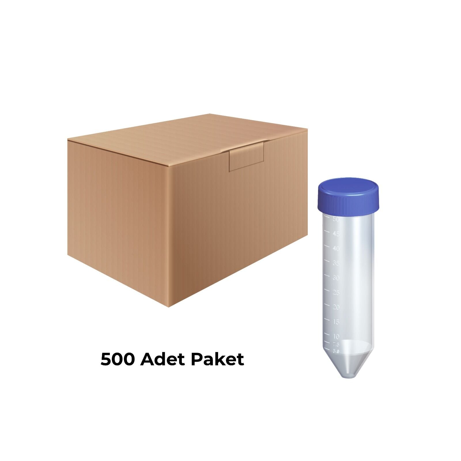 50 ml Santrifüj Test Tüpü 500 Adet – Dibi Konik Falkon Tüpü