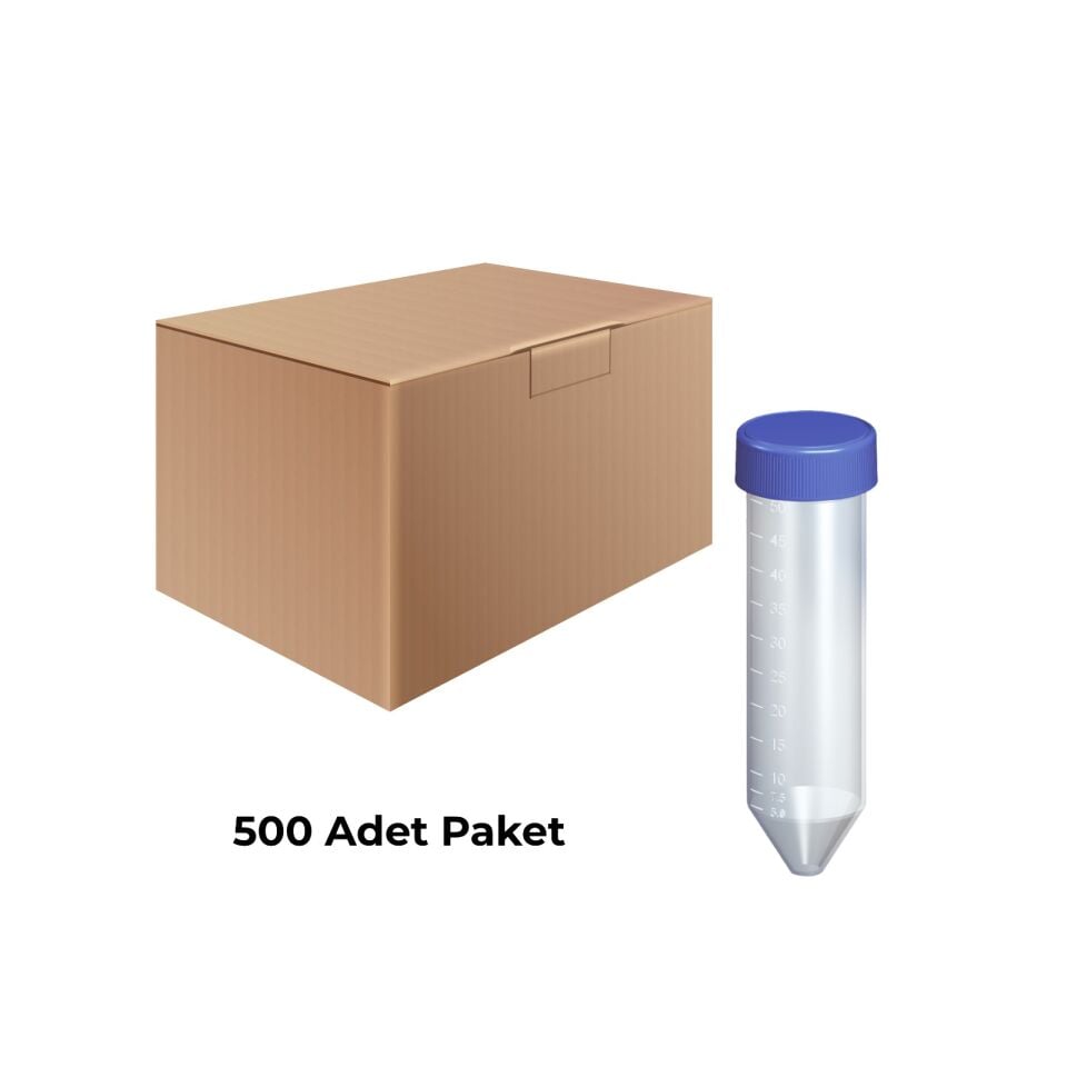 50 ml Santrifüj Test Tüpü 500 Adet – Dibi Konik Falkon Tüpü