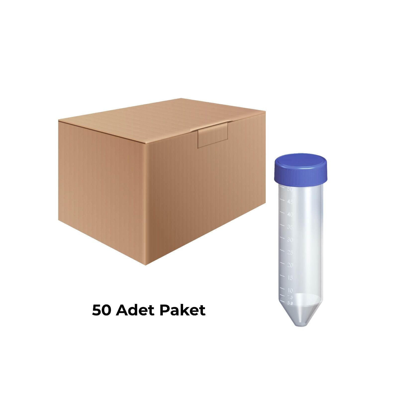 50 ml Santrifüj Test Tüpü 50 Adet – Dibi Konik Falkon Tüpü