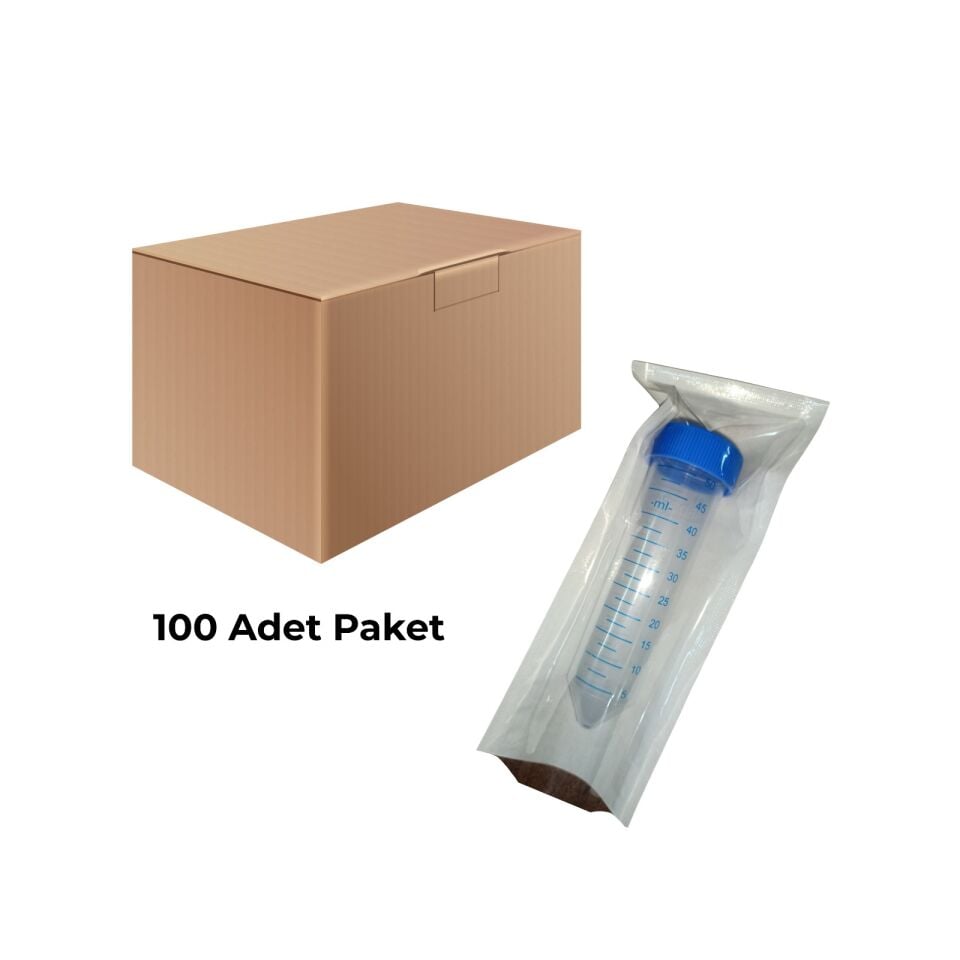 50 ml Santrifüj Test Tüpü 100 Adet Steril – Dibi Konik Falkon Tüpü
