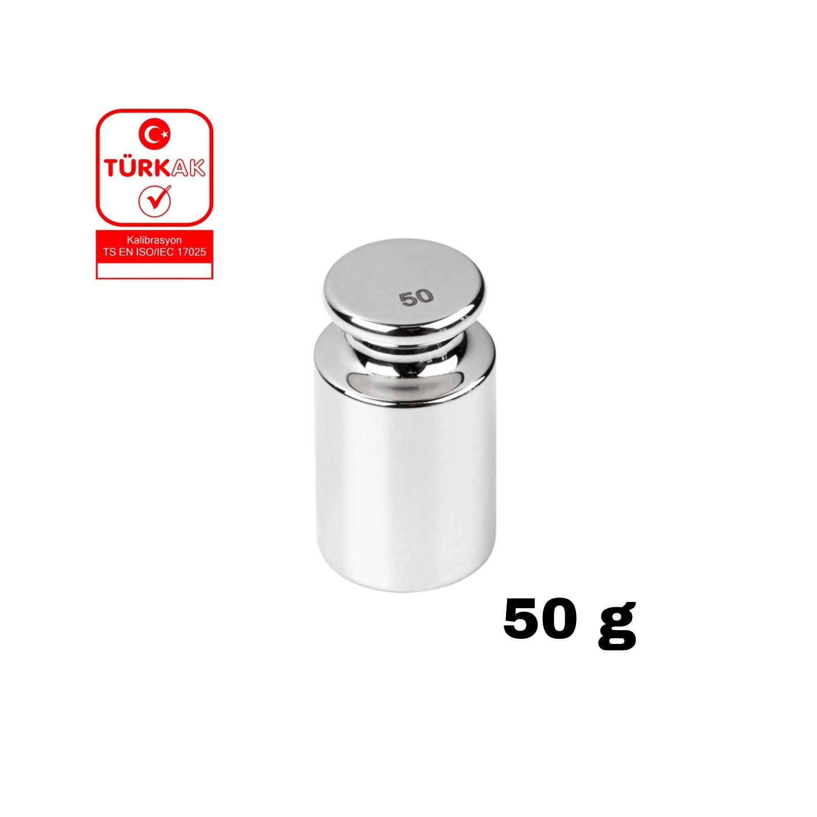 Kalibrasyon Kütlesi 50 gr - F1 Sınıfı Paslanmaz Çelik Etalon Ağırlık