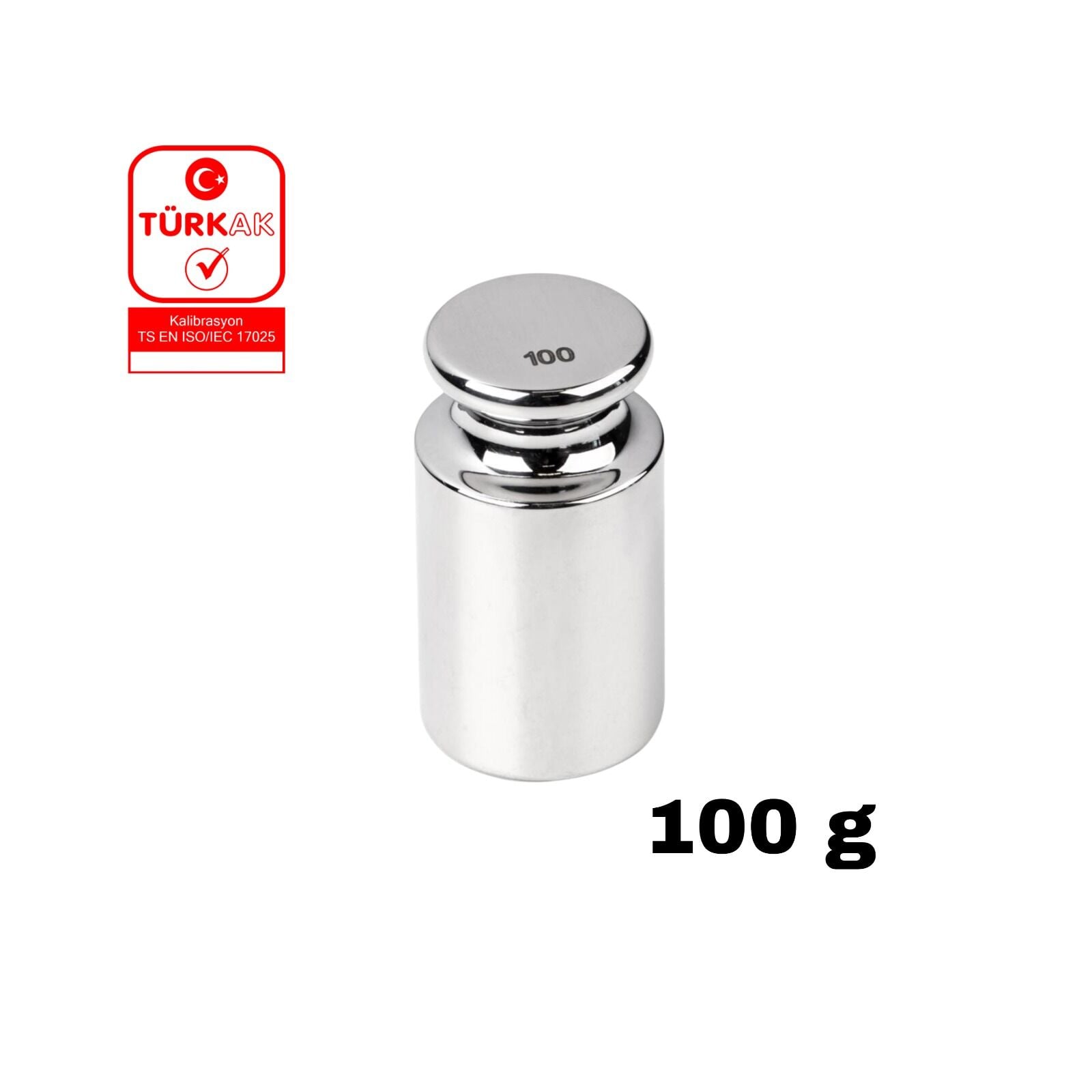 Kalibrasyon Kütlesi 100 gr - F1 Sınıfı Paslanmaz Çelik Etalon Ağırlık