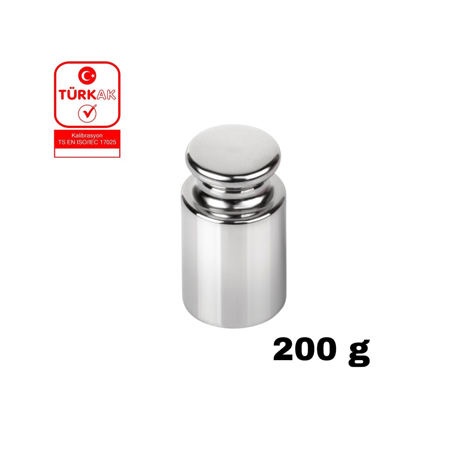 Kalibrasyon Kütlesi 200 gr - F1 Sınıfı Paslanmaz Çelik Etalon Ağırlık